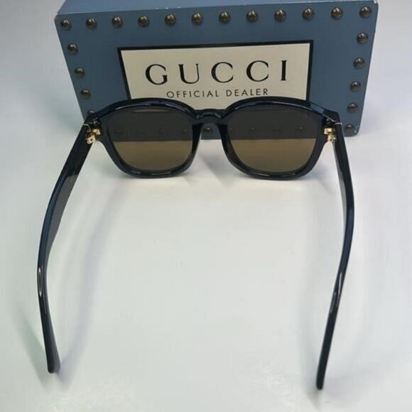 GUCCI GG1140SK-003 Unisex Classic Designer Sunglasses in Black & Gold/Brown 54mm - Picture 5 of 14